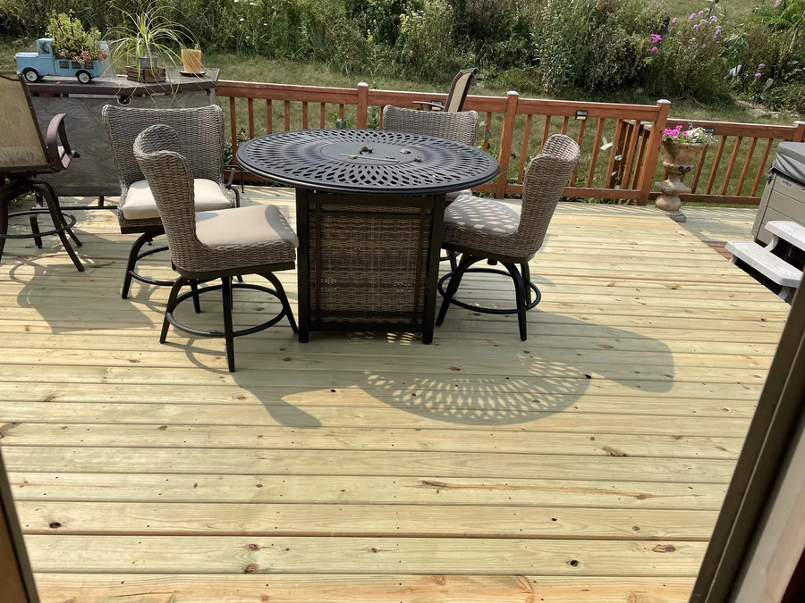 Fresh deck boards and steps after repair