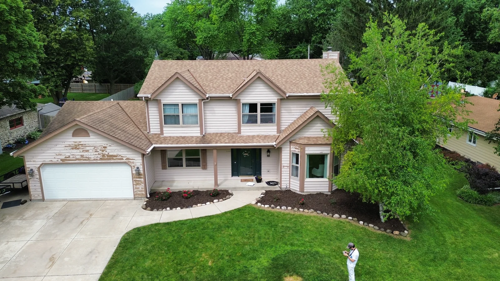 Exterior refresh before painting from aerial view