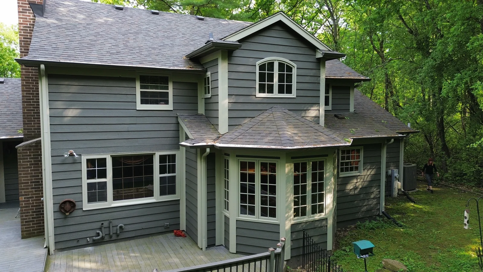 Finished front exterior repaint from aerial view